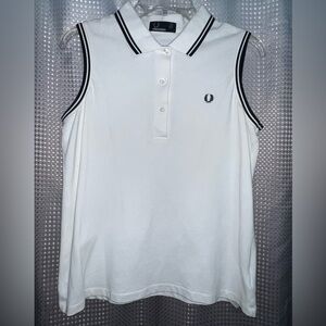 Fred Perry Women’s White Sleeveless Polo Shirt Size 10